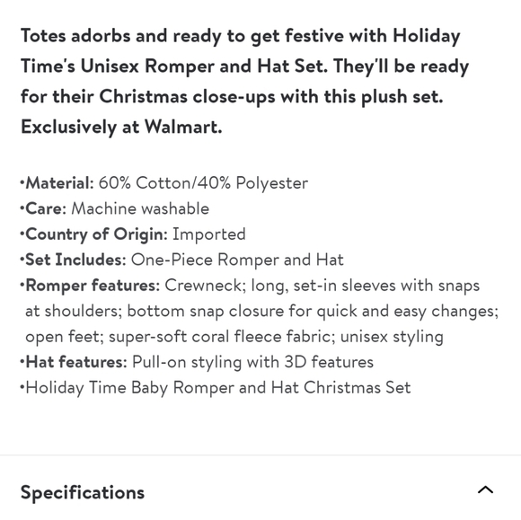 NEW Holiday unisex  cozy Elf baby romper with matching hat size 12 months - Picture 6 of 17